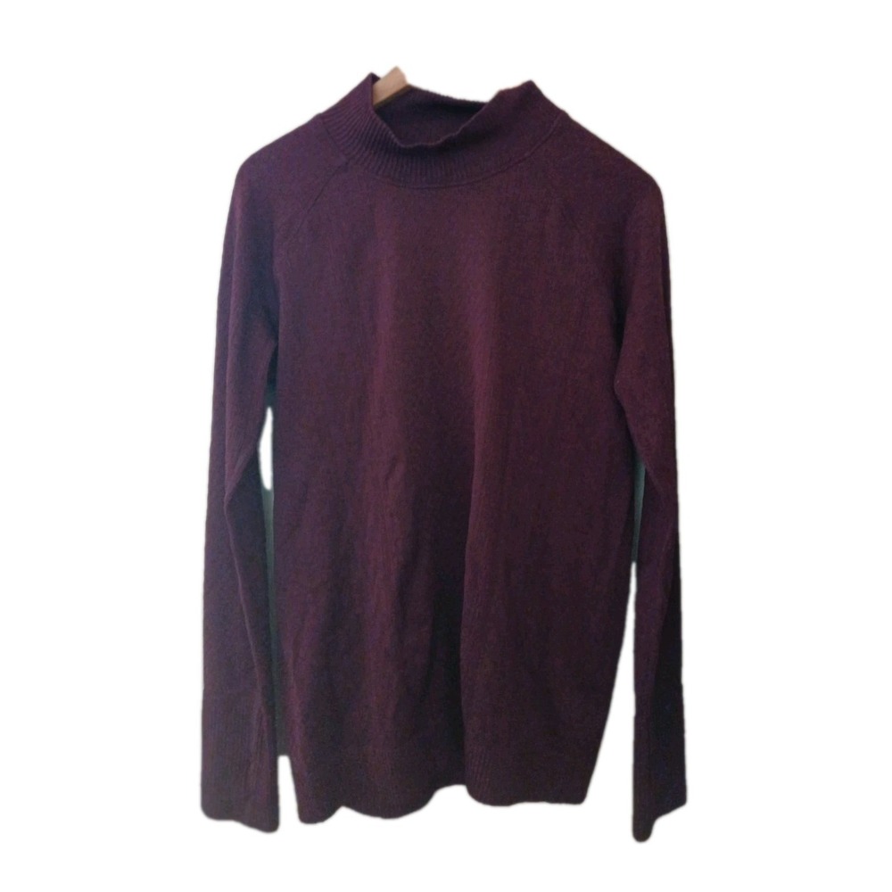 Lululemon Rest Less Mock Neck Top Est Size 12 Dark Adobe Red Textured L/S Active